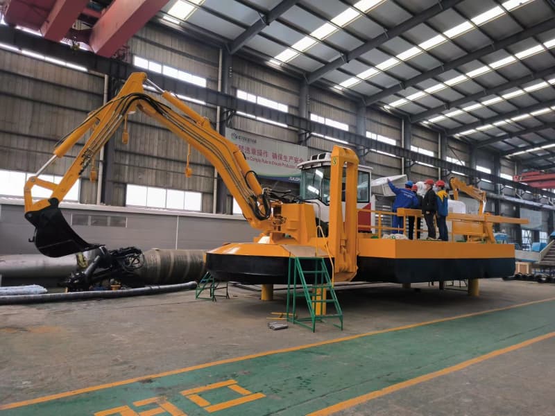 Draga anfíbia multifuncional (900 m³/h) com bomba de sucção/caçamba