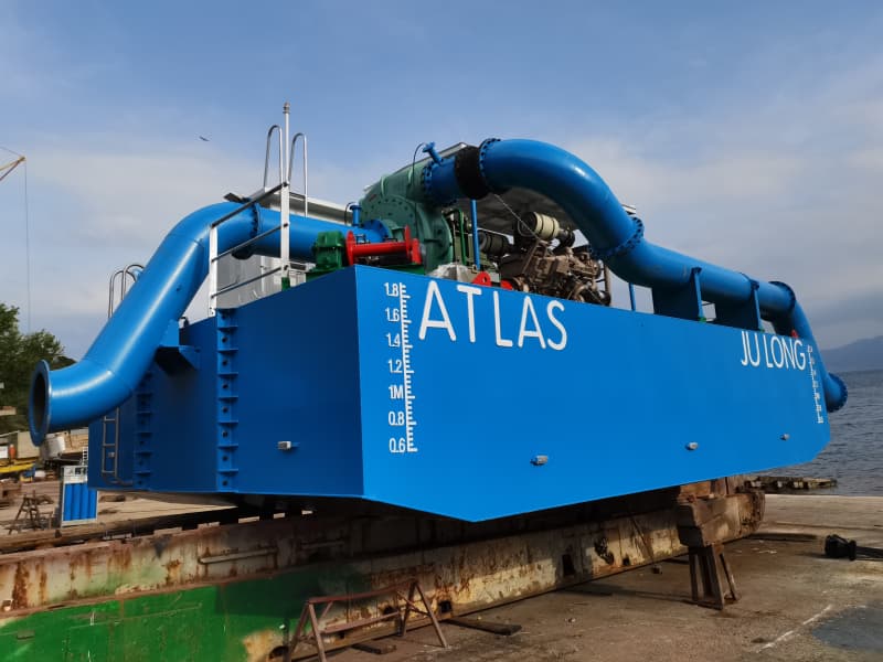 Bomba de reforço da estação de bombeamento flutuante para aumentar a distância de descarga da draga.